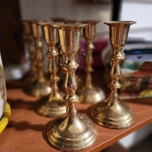 8 brass candle holders